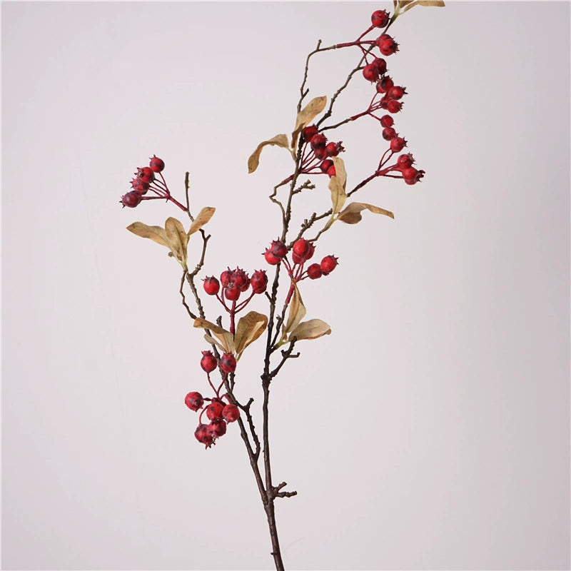 37" Tall Faux Dried Berry Stem, Realistic Long Branch with Artificial Berries, Vase Filler for Nordic & Farmhouse Home Decor, DIY Wedding Floral