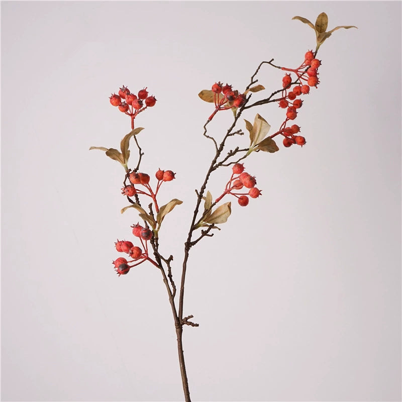 37" Tall Faux Dried Berry Stem, Realistic Long Branch with Artificial Berries, Vase Filler for Nordic & Farmhouse Home Decor, DIY Wedding Floral