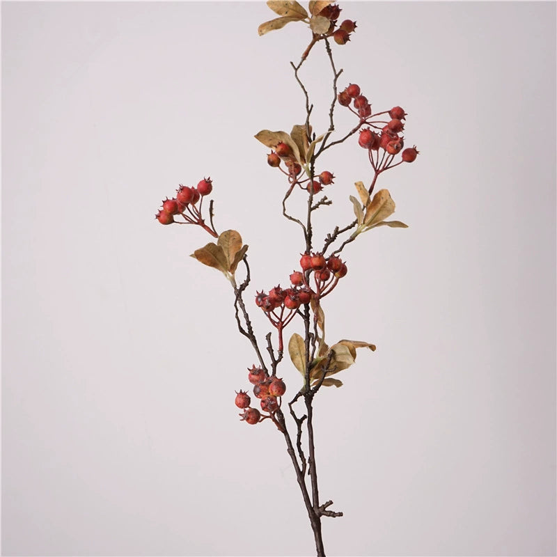 37" Tall Faux Dried Berry Stem, Realistic Long Branch with Artificial Berries, Vase Filler for Nordic & Farmhouse Home Decor, DIY Wedding Floral