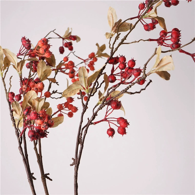 37" Tall Faux Dried Berry Stem, Realistic Long Branch with Artificial Berries, Vase Filler for Nordic & Farmhouse Home Decor, DIY Wedding Floral