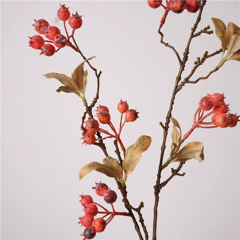 37" Tall Faux Dried Berry Stem, Realistic Long Branch with Artificial Berries, Vase Filler for Nordic & Farmhouse Home Decor, DIY Wedding Floral
