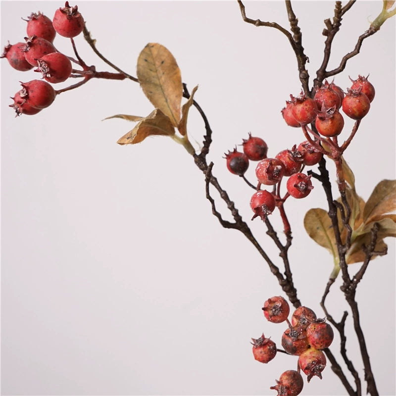 37" Tall Faux Dried Berry Stem, Realistic Long Branch with Artificial Berries, Vase Filler for Nordic & Farmhouse Home Decor, DIY Wedding Floral