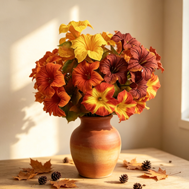 Bulk 5pcs Autumn Morning Glory Stems | 12" Faux Flowers