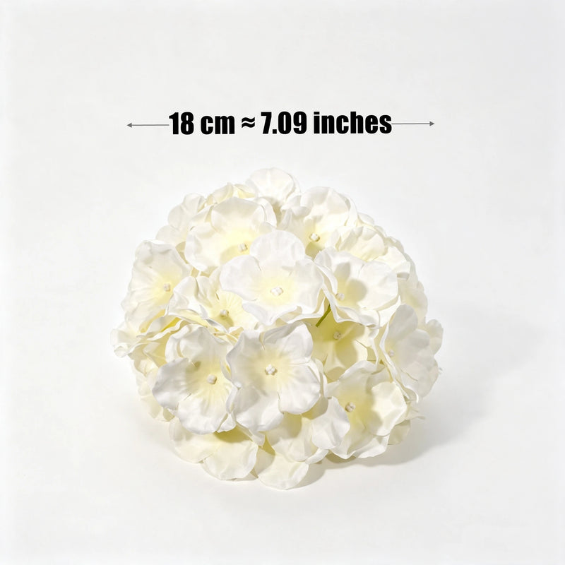Bulk 10pcs White Hydrangea Flower Heads, 7" Realistic Faux Floral Arrangements for Home Decor, Weddings, Events