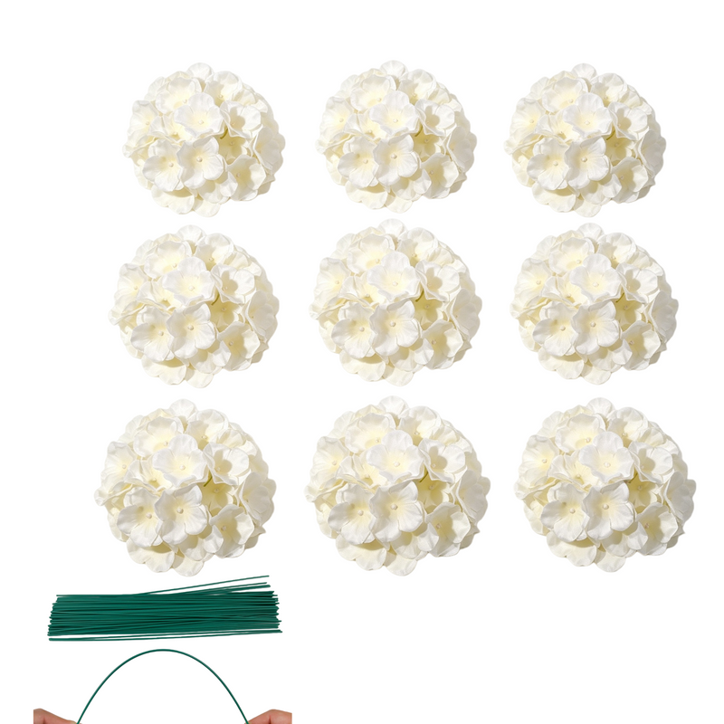 Bulk 10pcs White Hydrangea Flower Heads, 7" Realistic Faux Floral Arrangements for Home Decor, Weddings, Events