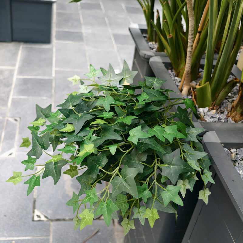 Bulk Set of 2 Lifelike English Ivy Bush, 24" UV Resistant Faux Greenery, Realistic Outdoor Plants for Planters, Wedding Backdrops, Home & Wall Decor
