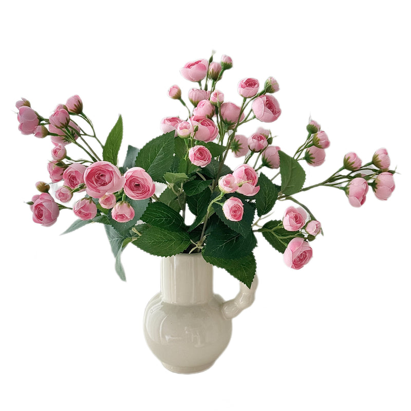 18" Faux Camellia Bouquet, 12 Lifelike Stems with Buds, Artificial Tea Rose Flowers for Vase, DIY Wedding Centerpieces, Home Decor, Bulk Floral