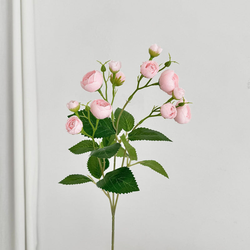 18" Faux Camellia Bouquet, 12 Lifelike Stems with Buds, Artificial Tea Rose Flowers for Vase, DIY Wedding Centerpieces, Home Decor, Bulk Floral