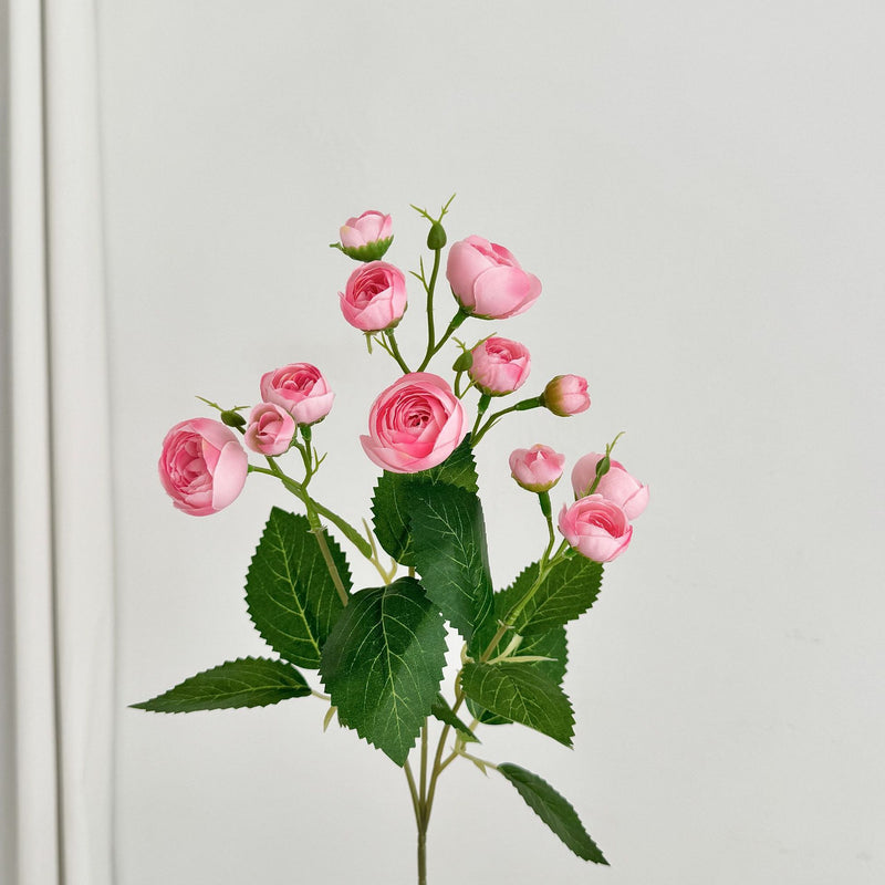 18" Faux Camellia Bouquet, 12 Lifelike Stems with Buds, Artificial Tea Rose Flowers for Vase, DIY Wedding Centerpieces, Home Decor, Bulk Floral