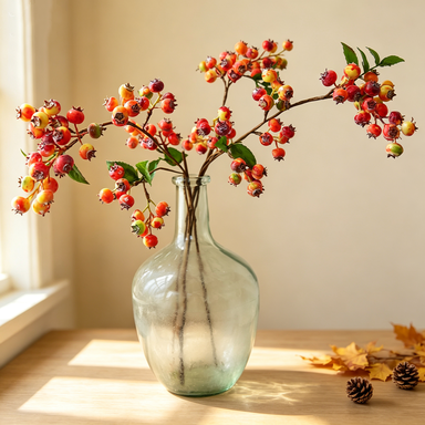 21" Realistic Faux Blueberry Stem - Perfect for Home Decor, Weddings, & Events, Low Maintenance, Allergy & Pet Safe