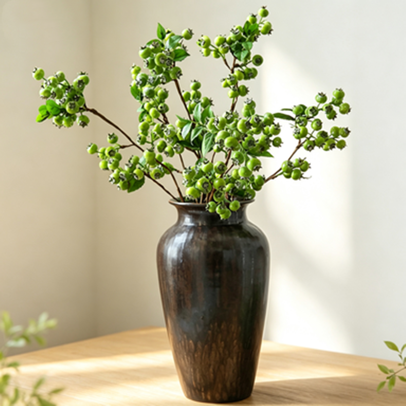 21" Realistic Faux Blueberry Stem - Perfect for Home Decor, Weddings, & Events, Low Maintenance, Allergy & Pet Safe