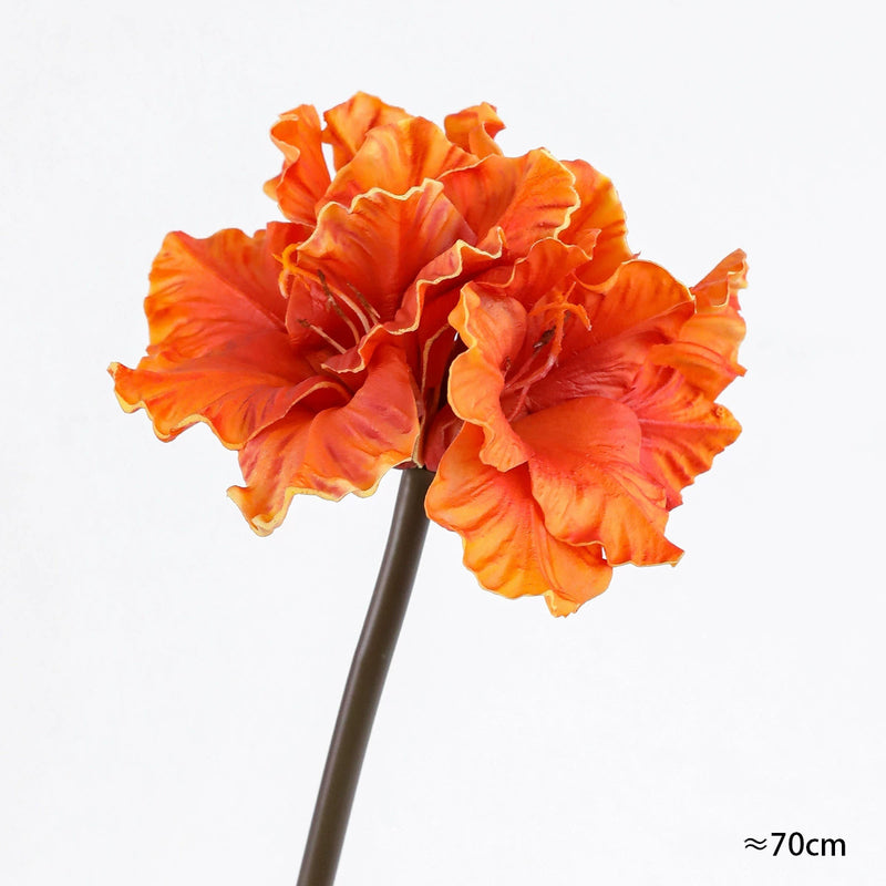 Realistic 28" PU Touch Clivia & Iris Arrangement, Green/Purple/Brown/Orange, Perfect for Home Decor, Weddings, Events, and Retail Displays