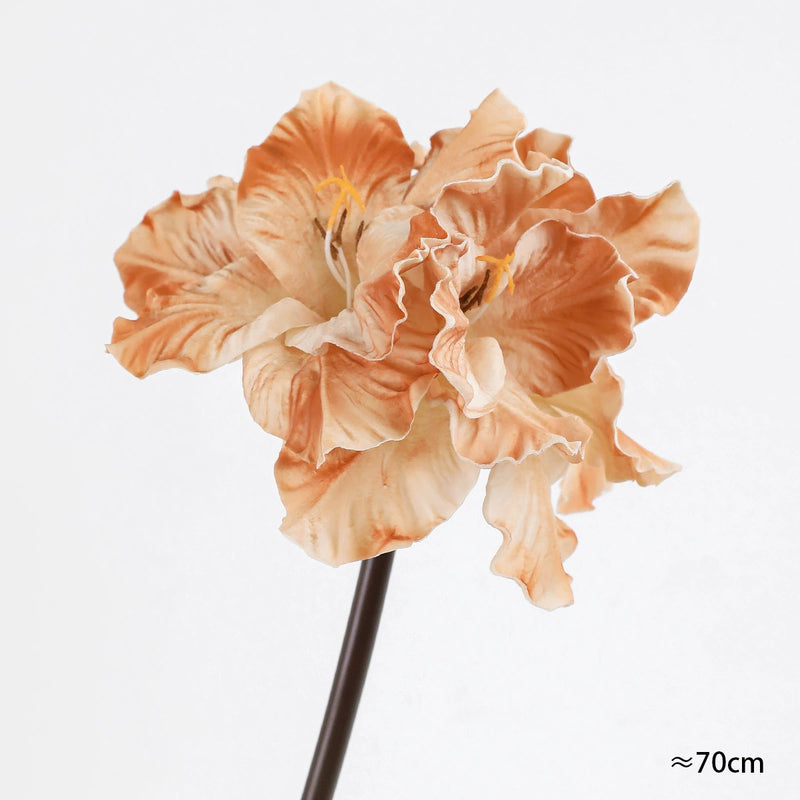 Realistic 28" PU Touch Clivia & Iris Arrangement, Green/Purple/Brown/Orange, Perfect for Home Decor, Weddings, Events, and Retail Displays