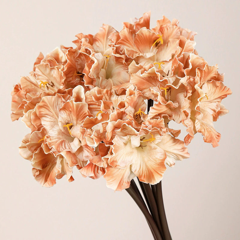 Realistic 28" PU Touch Clivia & Iris Arrangement, Green/Purple/Brown/Orange, Perfect for Home Decor, Weddings, Events, and Retail Displays