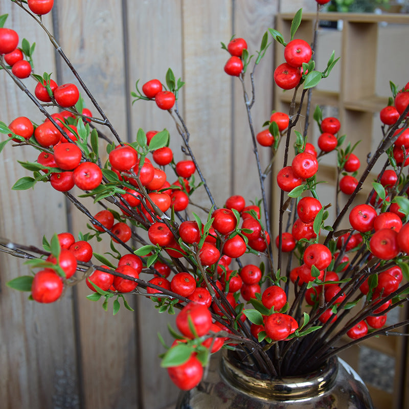 Mini Artificial Crabapple Berry Decor, 28" Long, Realistic Faux Fruit Arrangement for Home Decor, Weddings, Events, and Seasonal Displays