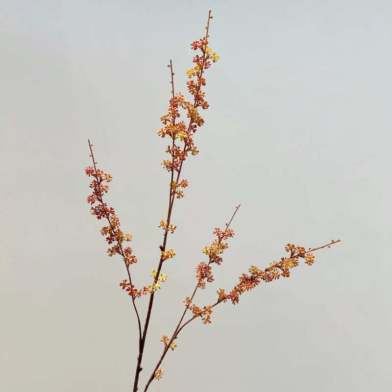 Faux Fall Millet Branch - 35" Real-Touch Decorative Stem, Autumn White, Red & Green, Perfect for Home Decor, Weddings, Events, and Floral Arrangements