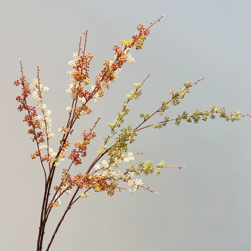 Faux Fall Millet Branch - 35" Real-Touch Decorative Stem, Autumn White, Red & Green, Perfect for Home Decor, Weddings, Events, and Floral Arrangements