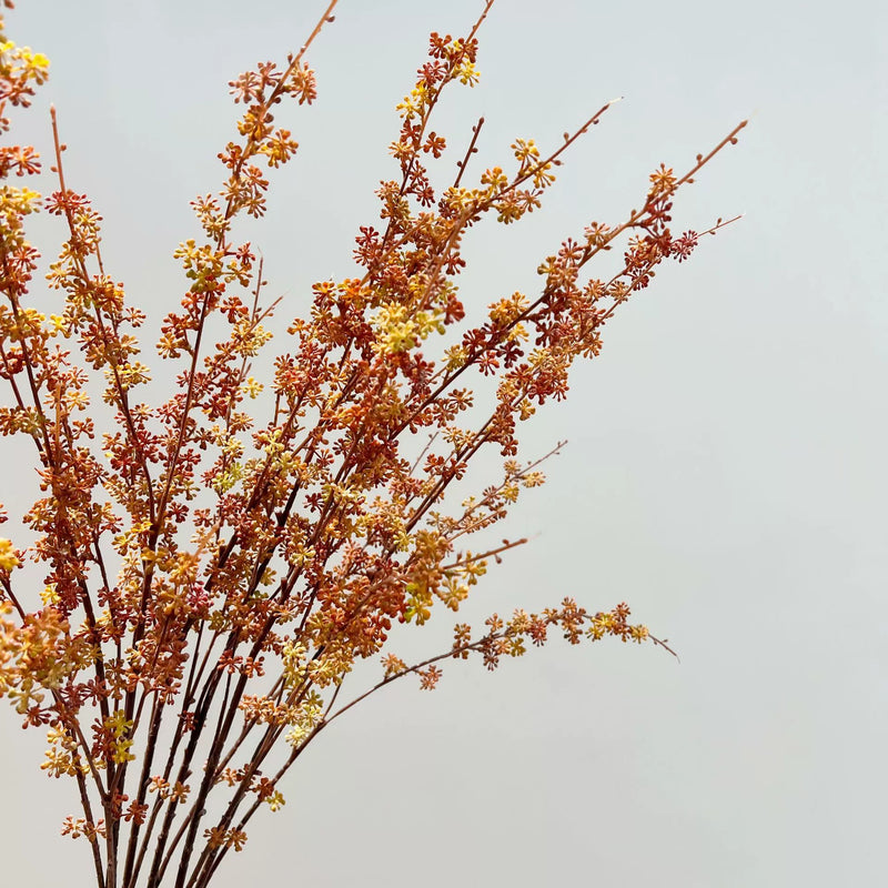 Faux Fall Millet Branch - 35" Real-Touch Decorative Stem, Autumn White, Red & Green, Perfect for Home Decor, Weddings, Events, and Floral Arrangements