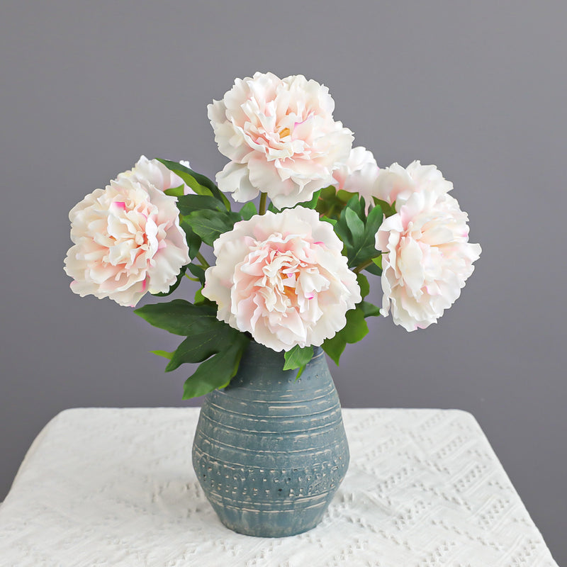 Real Touch Peony Arrangement, 20" Faux Floral Bouquet for Home Decor, Weddings, Events, and Parties, Allergy & Pet Safe