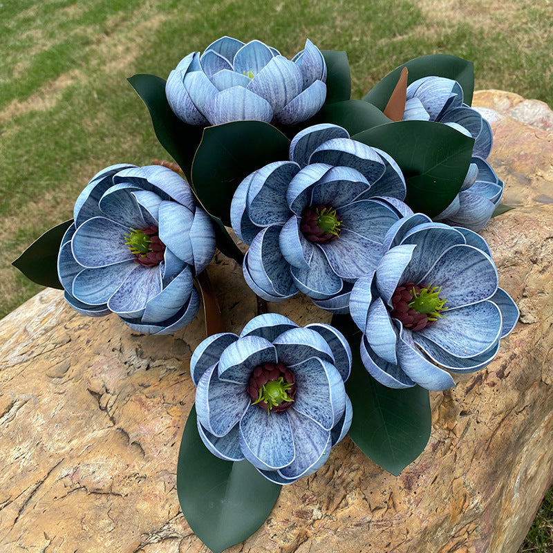 Faux Magnolia Blossom Stem, 28" Real-Touch PU Flowers, Elegant Home Decor, Perfect for Weddings, Events, and Seasonal Arrangements