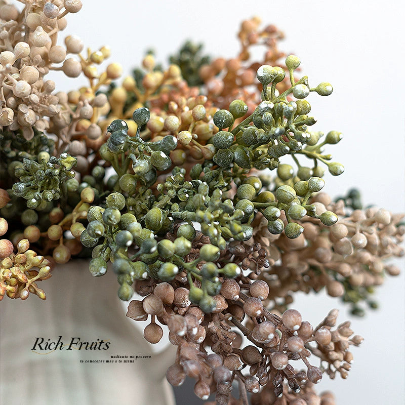 Faux Floral Arrangement, 14" Real-Touch Decorative Plastic Flowers, Green, Orange, Pink, White, Brown - Perfect for Home Decor, Weddings, Events & More