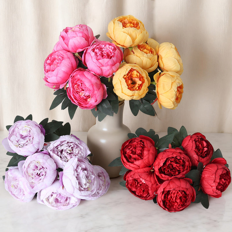 Bulk 17" Faux Peony Bouquet, Realistic Silk Flowers, Perfect for Home Decor, Weddings, Events, and Floral Arrangements