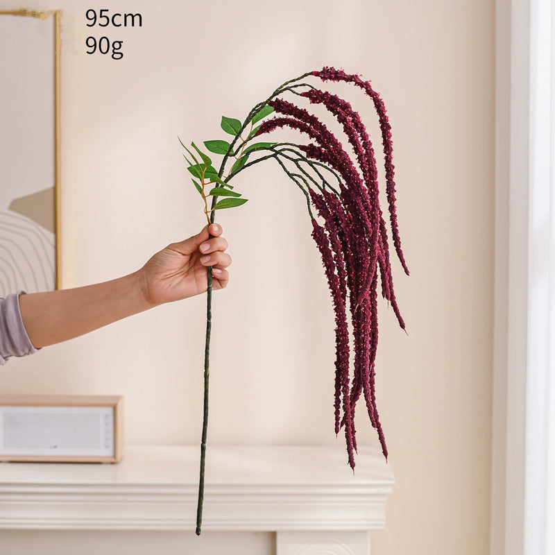 Faux Hanging Mi Wedding Tears, 37" Real-Touch Floral Arrangement, Burgundy, White, Green, Perfect for Home Decor, Weddings, Events