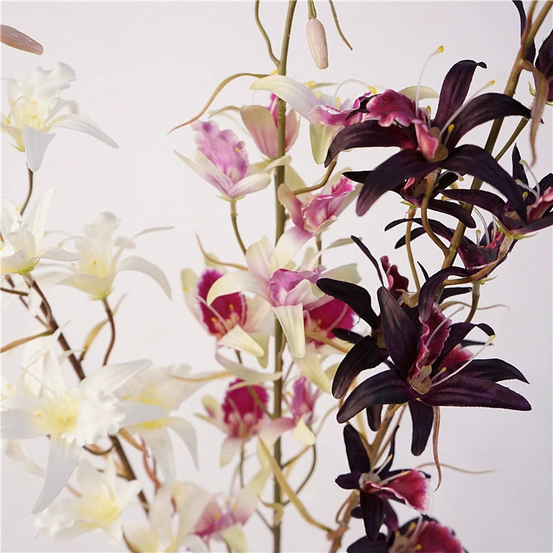 Faux Dendrobium Orchid Stem, 32" Tall Realistic Flower Spray, Large 4" Blooms for Vase Filler, Home Decor, Wedding & Event Florals