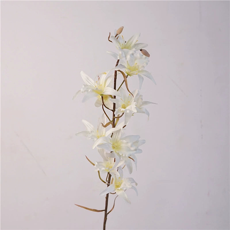 Faux Dendrobium Orchid Stem, 32" Tall Realistic Flower Spray, Large 4" Blooms for Vase Filler, Home Decor, Wedding & Event Florals
