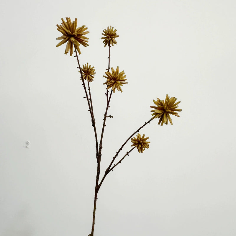Tall Textural Pod Stem, 31" Faux Water Chestnut Branch with 6 Realistic Heads, Natural-Look Filler for Vase Arrangements, Modern Home Decor, DIY Wedding Florals