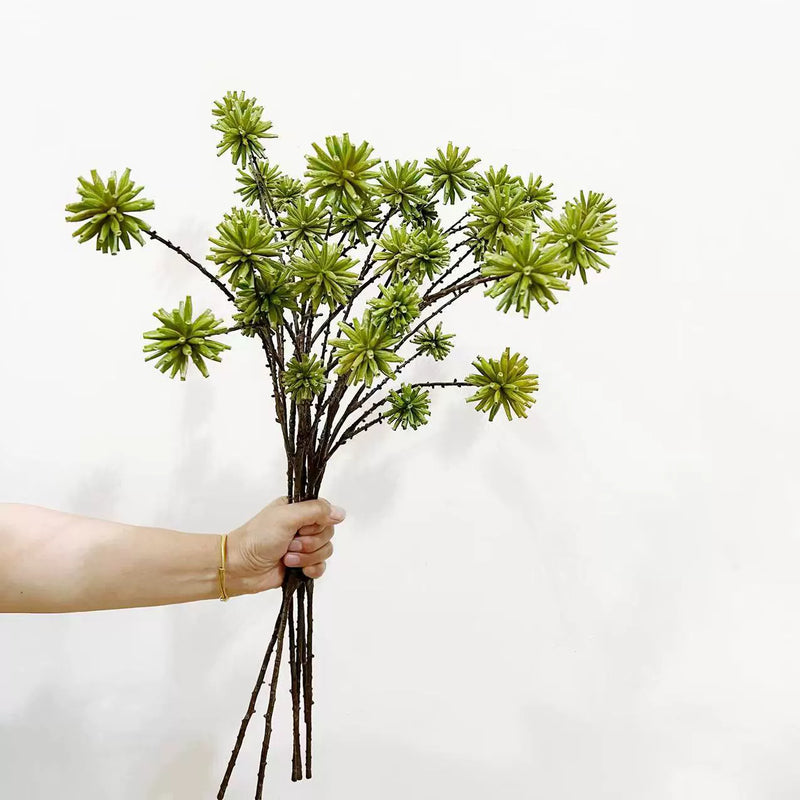 Tall Textural Pod Stem, 31" Faux Water Chestnut Branch with 6 Realistic Heads, Natural-Look Filler for Vase Arrangements, Modern Home Decor, DIY Wedding Florals