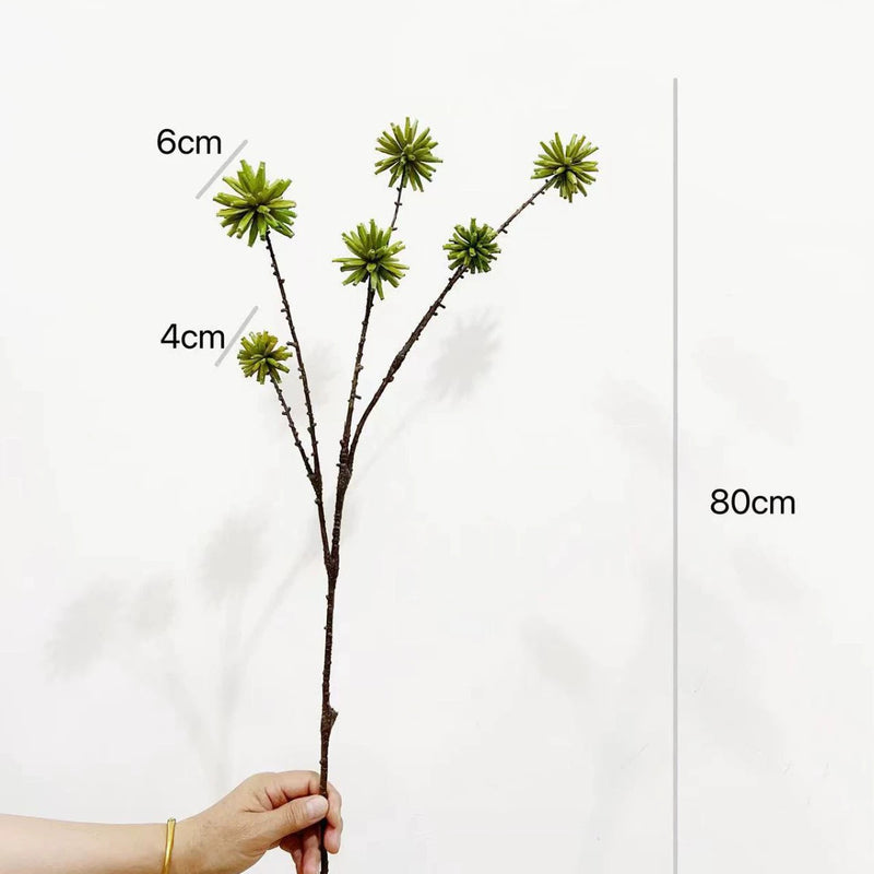 Tall Textural Pod Stem, 31" Faux Water Chestnut Branch with 6 Realistic Heads, Natural-Look Filler for Vase Arrangements, Modern Home Decor, DIY Wedding Florals