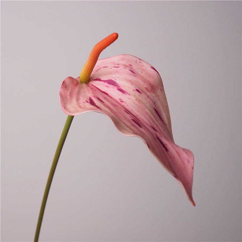 Large 28" Real Touch Anthurium Flower Stem, Lifelike Faux Red Palm in Muted Morandi Hues for Vase, Home Decor, DIY Wedding & Florists