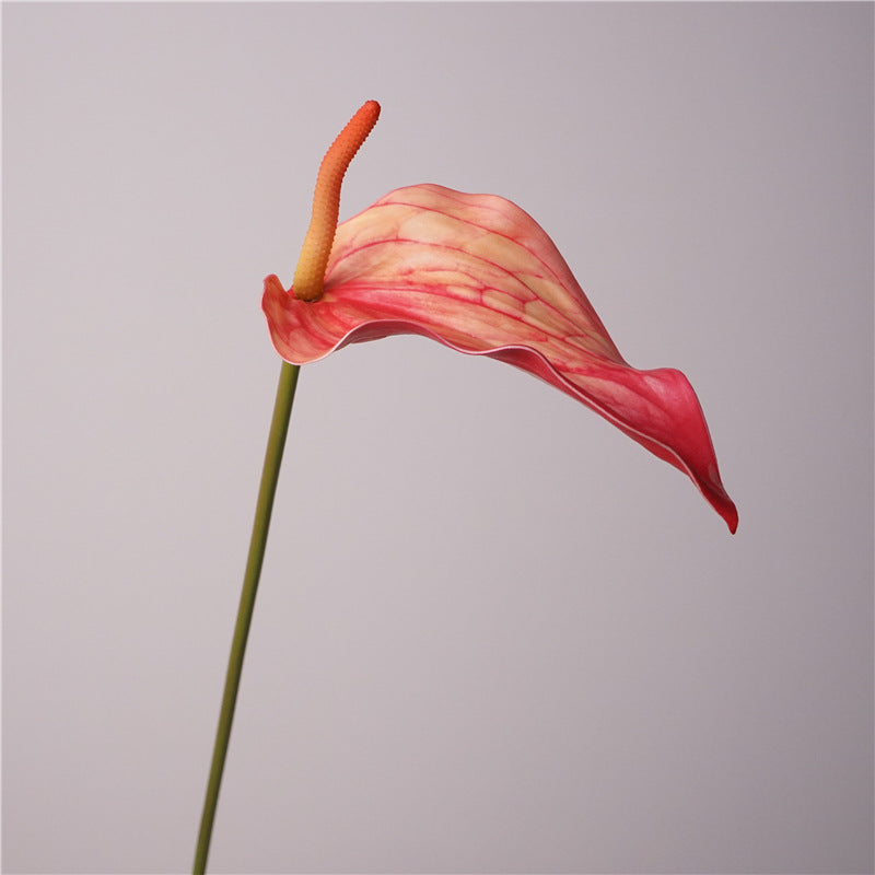 Large 28" Real Touch Anthurium Flower Stem, Lifelike Faux Red Palm in Muted Morandi Hues for Vase, Home Decor, DIY Wedding & Florists