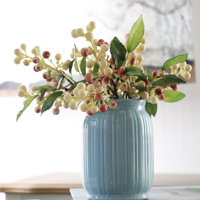 Faux Berry Stem, 9" Short Realistic Berry Spray, Textured Woodland Accent for Vase Filler, DIY Crafts, Wedding Arrangements & Farmhouse Home Decor