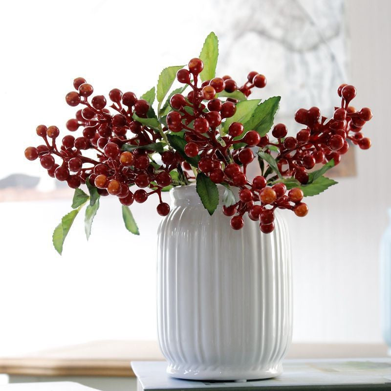 Faux Berry Stem, 9" Short Realistic Berry Spray, Textured Woodland Accent for Vase Filler, DIY Crafts, Wedding Arrangements & Farmhouse Home Decor