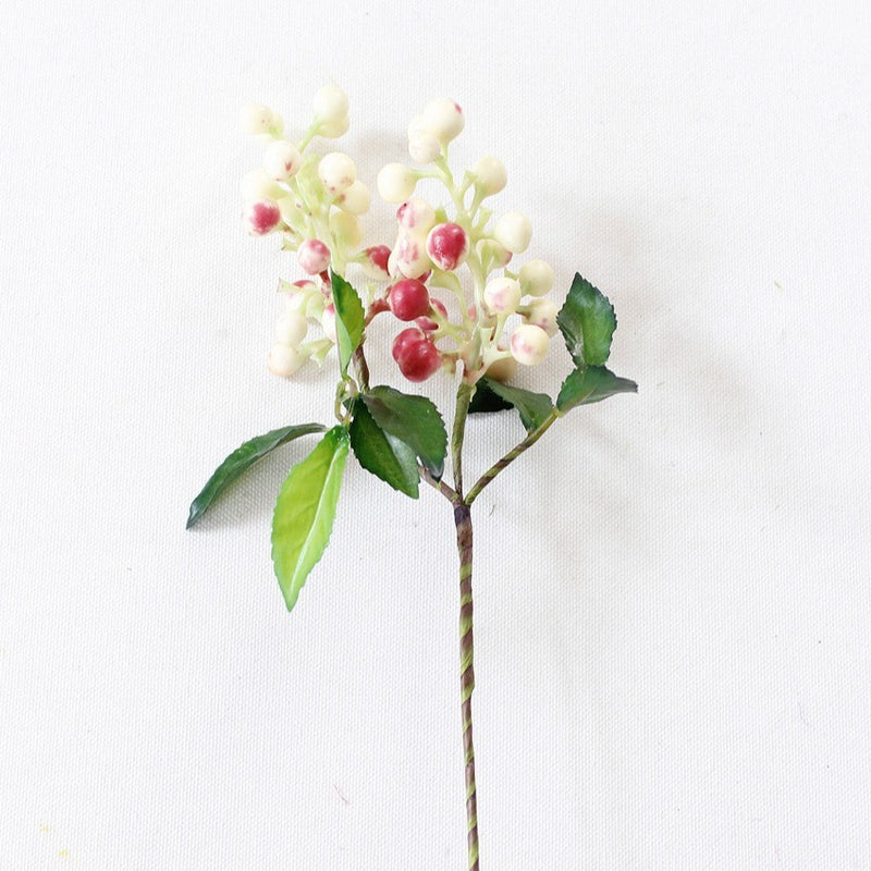 Faux Berry Stem, 9" Short Realistic Berry Spray, Textured Woodland Accent for Vase Filler, DIY Crafts, Wedding Arrangements & Farmhouse Home Decor