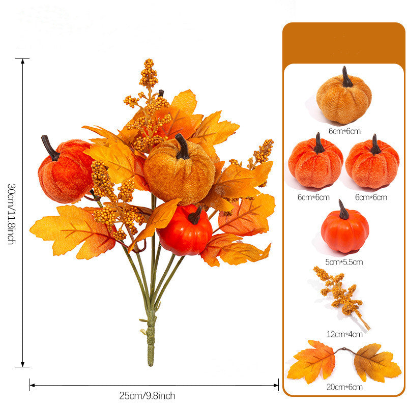 Faux Autumn Harvest Bouquet, 12" Realistic Maple Leaf, Sunflower & Pumpkin Stems, Artificial Fall Flowers for Home Decor, Thanksgiving Centerpiece, DIY Wedding Arrangements