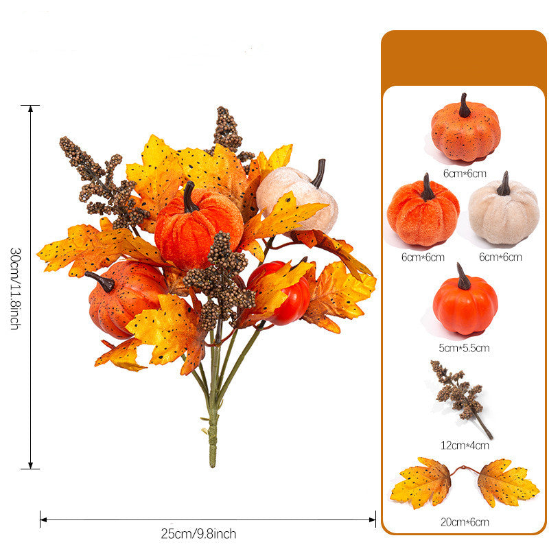 Faux Autumn Harvest Bouquet, 12" Realistic Maple Leaf, Sunflower & Pumpkin Stems, Artificial Fall Flowers for Home Decor, Thanksgiving Centerpiece, DIY Wedding Arrangements