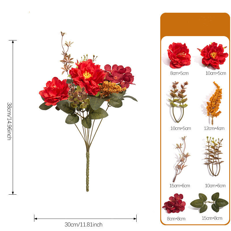 Rustic Autumn Wildflower Bouquet, 15" Faux Floral Arrangement, Realistic Harvest-Tone Flowers for Vase, Fall Home Decor, DIY Wedding Centerpieces