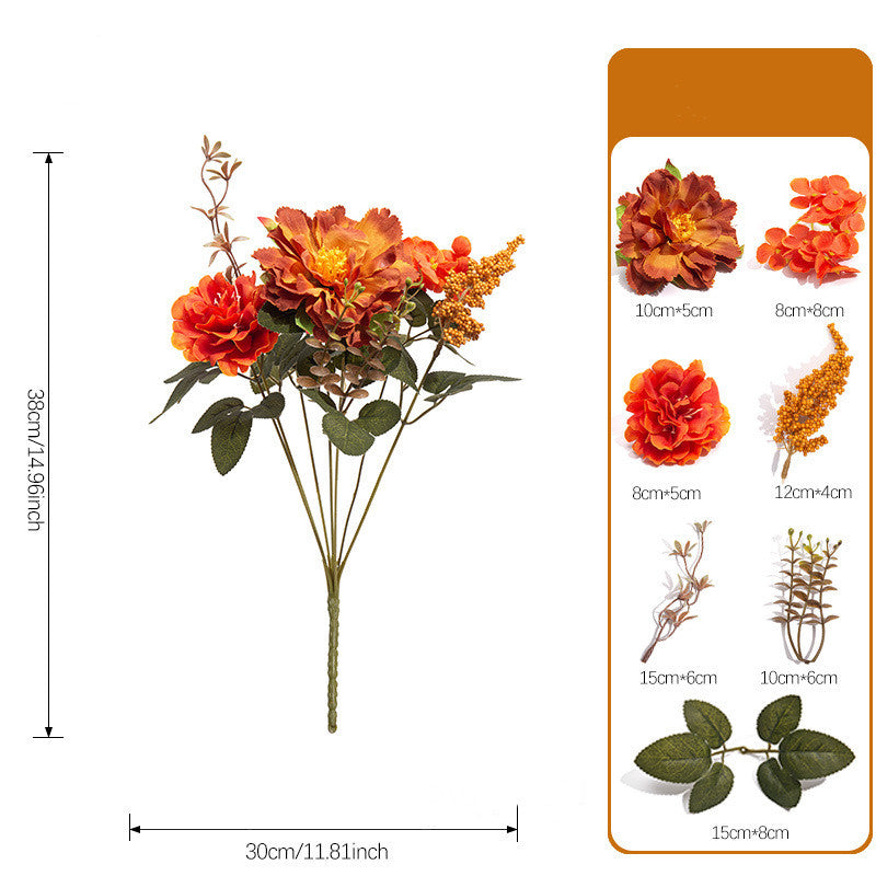 Rustic Autumn Wildflower Bouquet, 15" Faux Floral Arrangement, Realistic Harvest-Tone Flowers for Vase, Fall Home Decor, DIY Wedding Centerpieces