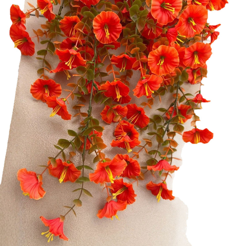 Autumn Eucalyptus Garland with Morning Glories, Realistic Long Trailing Faux Vine for Fall Wedding Arch, Fireplace Mantle, Rustic Farmhouse Wall Decor