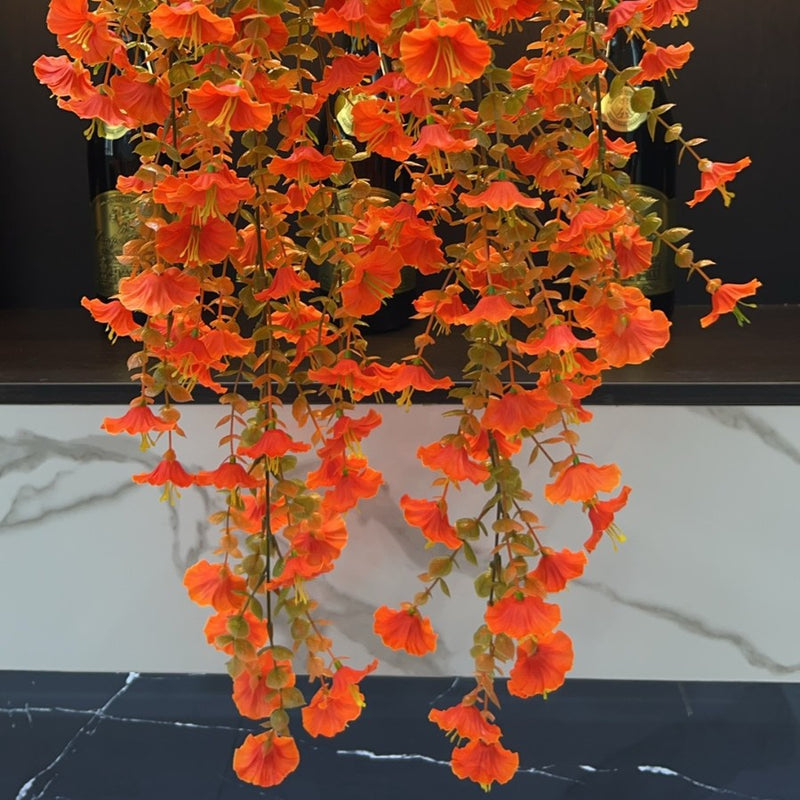 Autumn Eucalyptus Garland with Morning Glories, Realistic Long Trailing Faux Vine for Fall Wedding Arch, Fireplace Mantle, Rustic Farmhouse Wall Decor