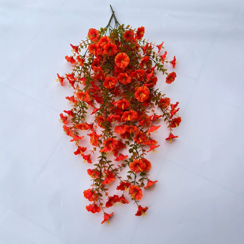 Autumn Eucalyptus Garland with Morning Glories, Realistic Long Trailing Faux Vine for Fall Wedding Arch, Fireplace Mantle, Rustic Farmhouse Wall Decor