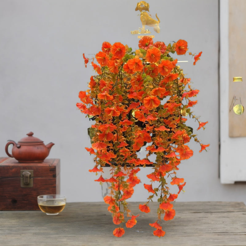 Autumn Eucalyptus Garland with Morning Glories, Realistic Long Trailing Faux Vine for Fall Wedding Arch, Fireplace Mantle, Rustic Farmhouse Wall Decor