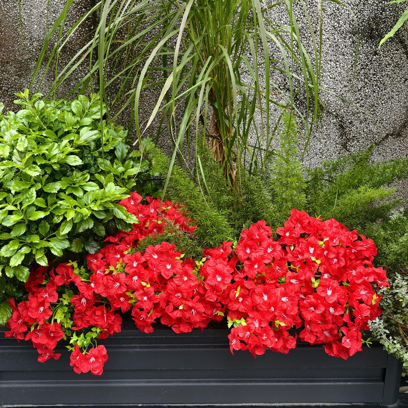 Bulk 9 Bundles 14" Artificial Flowers, UV Resistant Outdoor Faux Plants, Weatherproof Shrubs for Front Porch Planters, Balcony Decor, Window Box & DIY Weddings