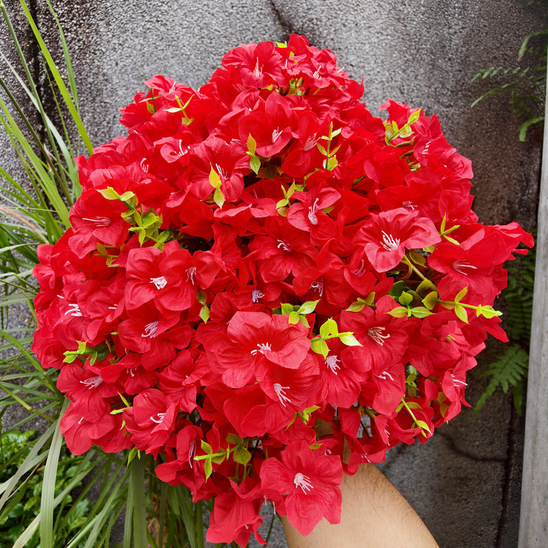 Bulk 9 Bundles 14" Artificial Flowers, UV Resistant Outdoor Faux Plants, Weatherproof Shrubs for Front Porch Planters, Balcony Decor, Window Box & DIY Weddings