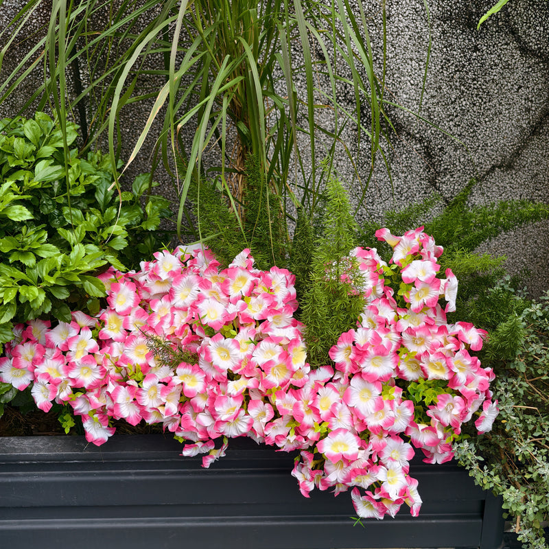 Bulk 9 Bundles 14" Artificial Flowers, UV Resistant Outdoor Faux Plants, Weatherproof Shrubs for Front Porch Planters, Balcony Decor, Window Box & DIY Weddings