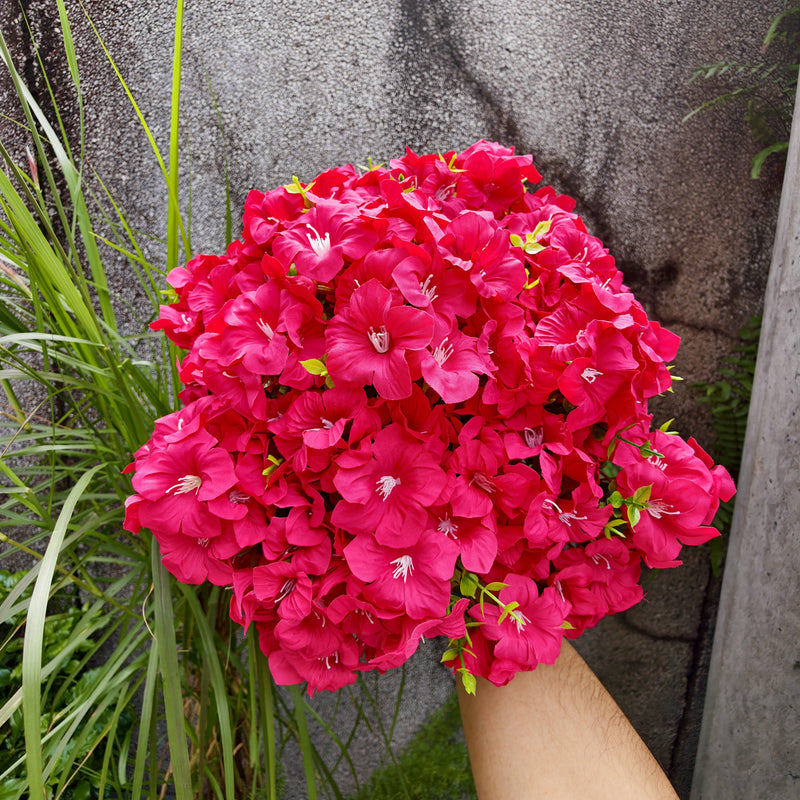 Bulk 9 Bundles 14" Artificial Flowers, UV Resistant Outdoor Faux Plants, Weatherproof Shrubs for Front Porch Planters, Balcony Decor, Window Box & DIY Weddings
