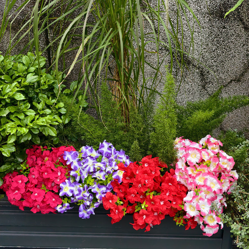 Bulk 9 Bundles 14" Artificial Flowers, UV Resistant Outdoor Faux Plants, Weatherproof Shrubs for Front Porch Planters, Balcony Decor, Window Box & DIY Weddings